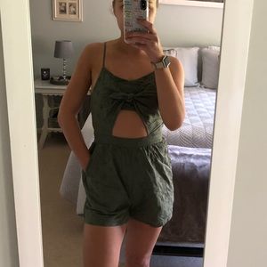 Aerie Army Green Eyelet Romper